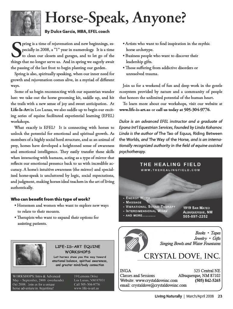 Living Naturally Magazine feature on Life-Is-Art workshops
